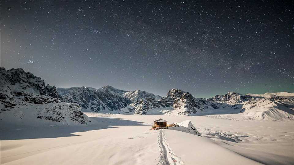 Sheldon Chalet Ansicht mit Sternenhimmel