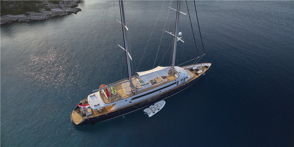 Segelyacht von oben