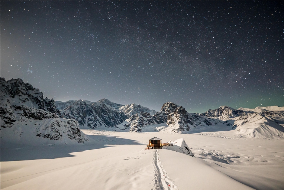 Sheldon Chalet Ansicht mit Sternenhimmel