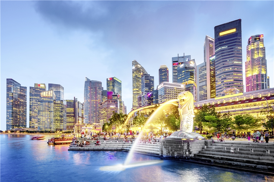 Singapur - Skyline bei Nacht