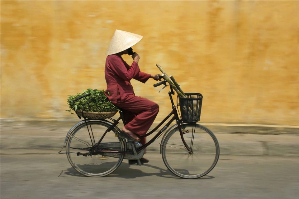 Indochina- Radfahrerin in Hoi An